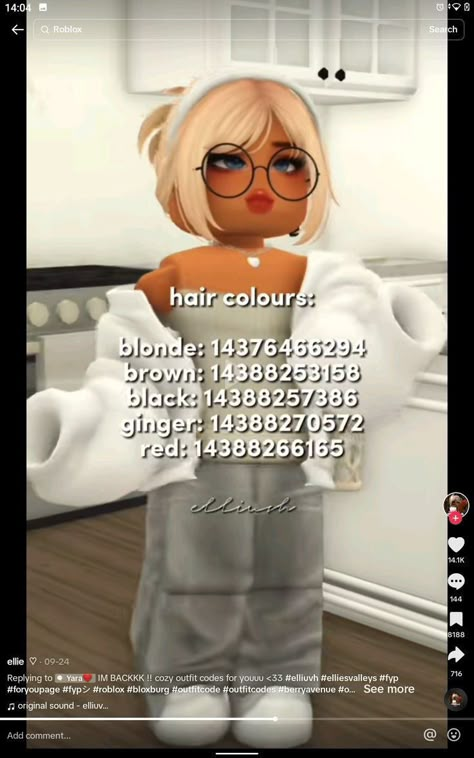 ☆ Bloxburg Cods Outfits, Roblox Going Out Outfit Codes, Cozy Berry Avenue Codes, Berry Avenue Codes House, Bloxburg Outfits, Brown Hair Roblox, Blocksburg Outfit Codes￼, Clothing Codes, Blonde Kids