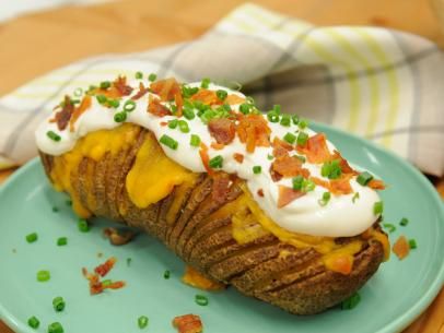 Accordion Potatoes Recipe | Food Network Accordion Potatoes, Accordion Potato, The Kitchen Food Network, Side Dish Recipes Easy, Twice Baked Potatoes, Potatoes Recipe, Potato Dishes, Kitchen Food, Side Recipes