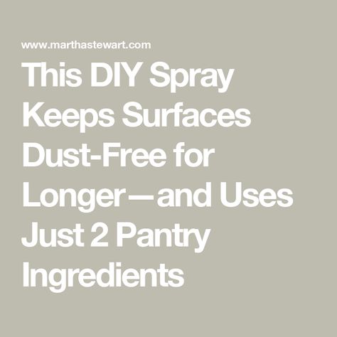 This DIY Spray Keeps Surfaces Dust-Free for Longer—and Uses Just 2 Pantry Ingredients Dust Repellent Spray Diy, No Dust Spray, Dusting Spray That Repels Dust, Dust Spray Diy, Dust Free Spray Diy, Dust Repellant Diy, Diy Dust Repelling Spray, Dusting Spray Diy, Diy Dusting Spray