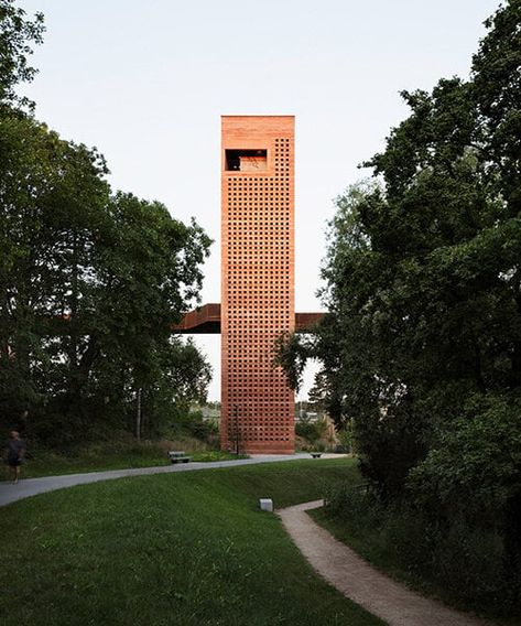 MONO architekten builds a tower of red-tinted rammed earth Kolumba Museum, Bridge Structure, Eco Village, Concrete Facade, Rammed Earth, Earth Homes, Public Park, Inner City, Exhibition Space