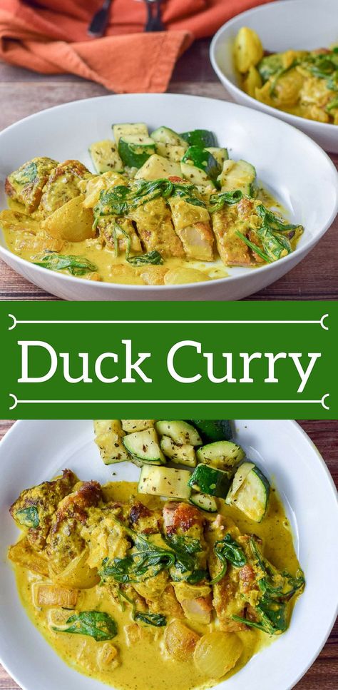 This Breast of #Duck #Curry is so easy! Have leftover roasted duck? Make this and enjoy your duck leftovers! You can also use chicken if you want! #duckbreast #curry #dishesdelishrecipes https://ddel.co/duckcurry Indian Duck Recipe, Keto Duck Recipes, Healthy Duck Recipes, Duck Recipes Easy, Duck Curry Recipes, Duck Recipes Breast, Duck Breast Recipes Easy, Leftover Duck Recipes, Leftover Duck