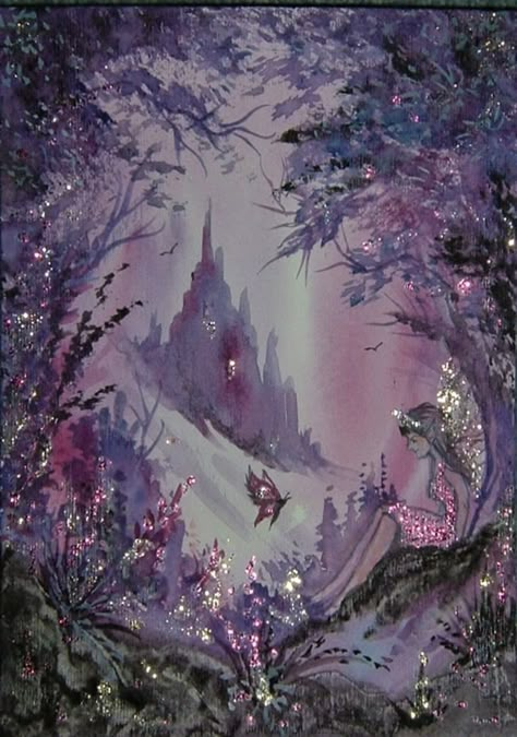 original art fantasy fairy glitter painting ( r... - Folksy Fairy Glitter, Lilac Aesthetic, Glitter Fairy, Glitter Painting, Cartoon Witch, Fantasy Pictures, Blossoms Art, Fairy Princess, Fairytale Art