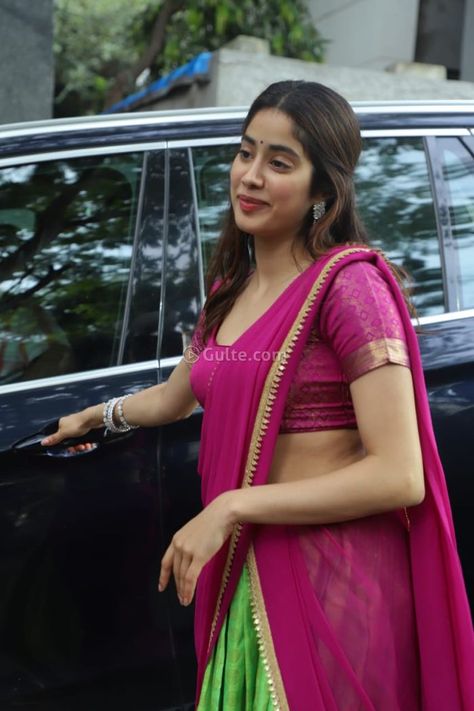 Jahnvi Kapoor Half Saree, Jahnvi Kapoor Saree, Jhanvi Kapoor Saree, Jahanvi Kapoor, Diwali Pics, Janvhi Kapoor, Diwali Photo, Janvi Kapoor, Jahnvi Kapoor