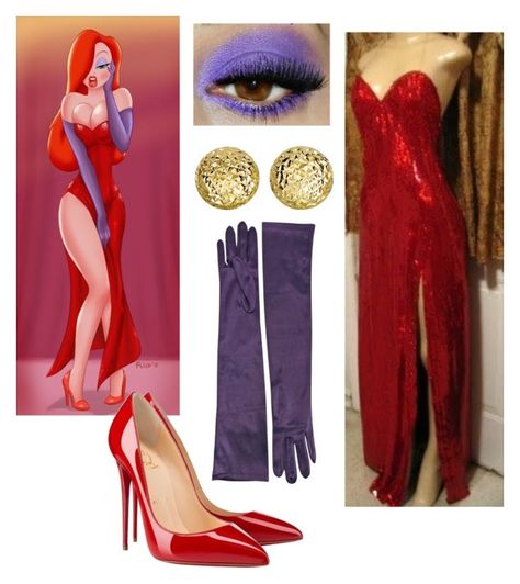 Jessica Rabbit Inspired Dress, Jessica Rabbit Dress Pattern, Jessica Rabbit Earrings, Rodger And Jessica Rabbit Costume, Jessica Rabbit Costume Couple, Jessica Rabbit Inspired Outfit, Diy Jessica Rabbit Costume, Cardi B Halloween Costume, Rabbit Inspired Outfit