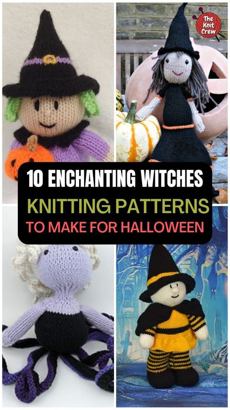 Free Aran Knitting Patterns, Halloween Knitting Patterns, Halloween Knitting, Double Knitting Patterns, Halloween Witch Dolls, Aran Knitting Patterns, Knitting Patterns Free Hats, Loom Knitting Patterns, Pixie Hat