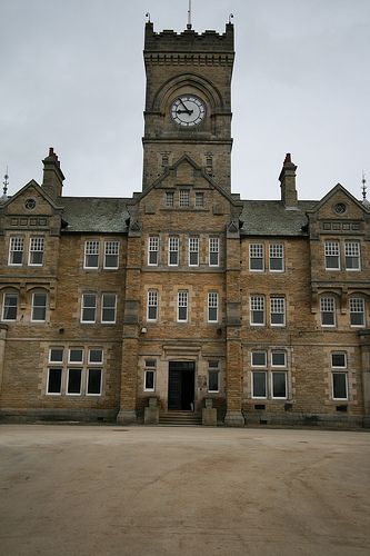 High Royds Asylum, Menston, West Yorkshire, England. The hospital is located within the City of Leeds metropolitan borough and was first opened on 8 October 1888 as the West Riding Pauper Lunatic Asylum. The hospital closed in 2003 and the site has since been developed for residential use, some of which is in the old hospital buildings. The hospital was largely self-sufficient, and had it's own library, surgery, dispensary, butchery, dairies, bakery, upholster's and cobbler's workshops. Old Hospital Building, Old Insane Asylums, Hospital Floor Plan, Weird Pins, Asylum Halloween, Hospital Building, Lunatic Asylum, Mental Asylum, Mental Institution