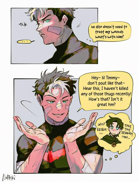 Jason And Tim, Tim Drake Red Robin, Batfamily Funny, Red Hood Jason Todd, Univers Dc, I Am Batman, Batman Funny, Batman Comic Art, Dc Comics Artwork