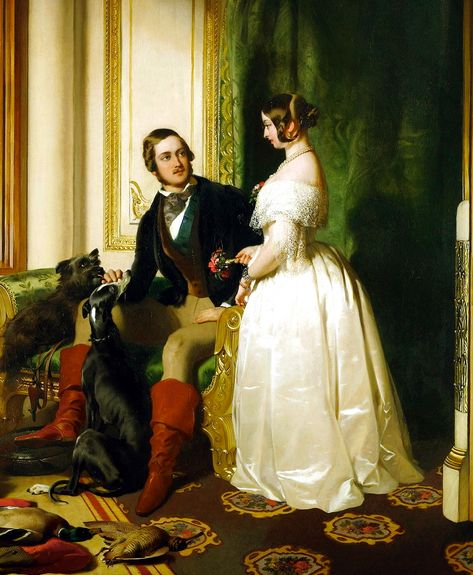 The Enchanted Garden - “Queen Victoria and Prince Albert at Home at... Western Style Wedding Dress, Young Queen Victoria, Queen Victoria Family, Queen Victoria Prince Albert, Victoria Prince, Queen V, Rainha Elizabeth Ii, Outdoor Wedding Dress, Dress Code Wedding