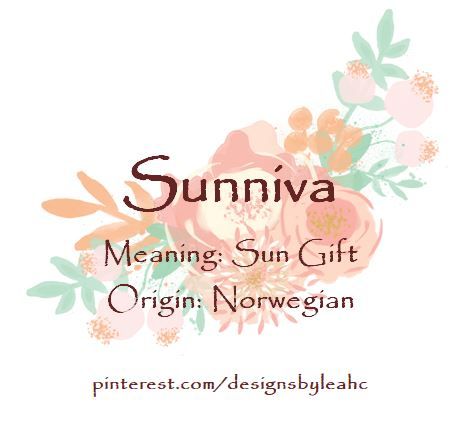 Baby Girl Name: Sunniva. | Meaning: Sun Gift. | Origin: Norwegian. || www.pinterest.com/designsbyleahc Norwegian Names And Meanings, Names Meaning Sun, Norwegian Names, Dragon Whisperer, Names That Mean Sun, Baby Names Girl, Country Baby Names, Southern Baby Names, Rare Names