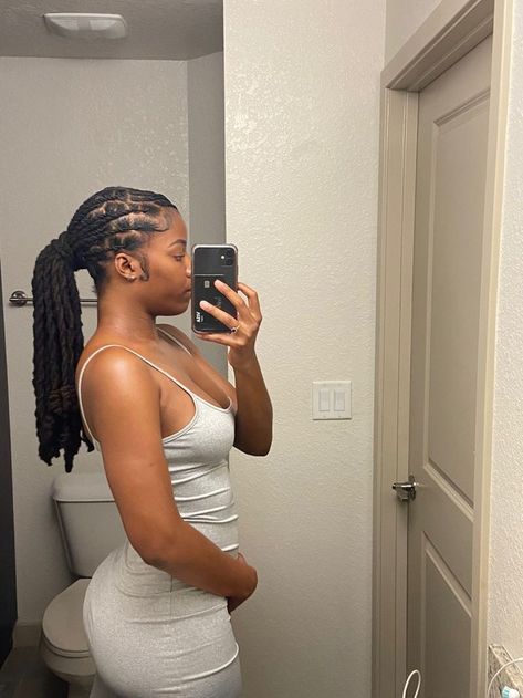 Small Long Locs Black Women, Real Locs Hairstyles For Women Long, Loc High Ponytail Styles Dreadlocks, Pretty Loc Styles For Women, Loc Rope Twist Ponytail, Chic Loc Styles, Low Pony Loc Styles, Women Long Loc Styles, Dreads Black Women Styles