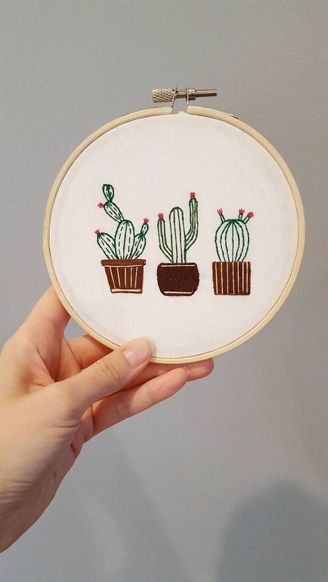 Sweet Embroidery, Cactus Embroidery, Cactus Diy, Embroidery Diy, Embroidery Hand, Hand Embroidery Kit, Embroidery Materials, Pola Sulam, Hand Embroidery Art