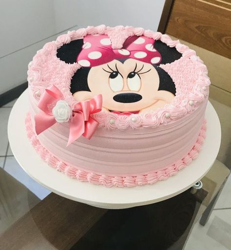 Minnie Mouse Cake Design, Half Birthday Cakes, Cake Designs For Kids, Minnie Mouse Birthday Cakes, Birthday Cake For Husband, Birthday Cake Decorating Ideas, Baby First Birthday Cake, Cake For Husband