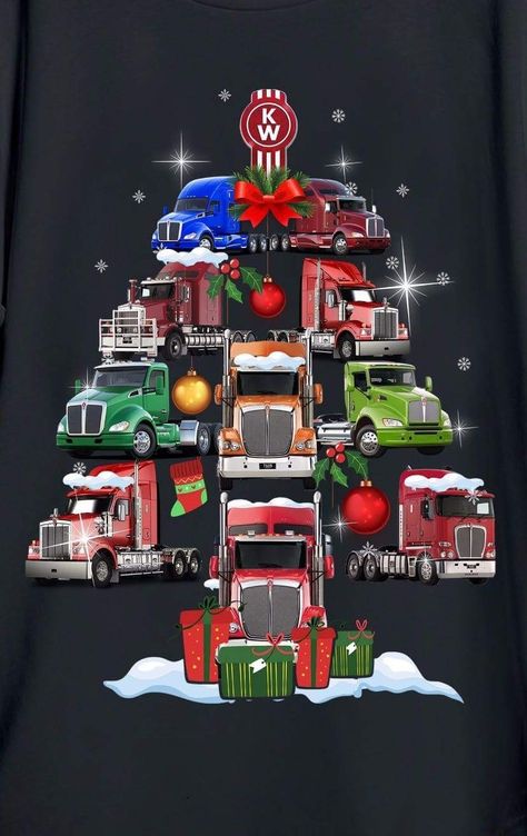 Kenworth Christmas Tree .. I'll have the T660 , 10 speed diesel .. Kenworth T660, Company Christmas Cards, Merry Christmas Pictures, Xmas Card, Christmas Pictures, Xmas Cards, Tornado, Project Ideas, Kitchen Design