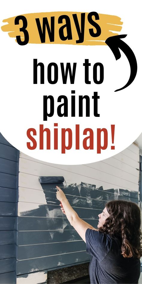 Painted Shiplap Laundry Room, Painted Shiplap Half Wall, Painted Shiplap Walls Bedrooms, Black Painted Shiplap Walls, Tall Shiplap Wall, How To Paint Shiplap, Shiplap Painted Walls, Shiplap Wall In Living Room, How To Paint Shiplap Walls