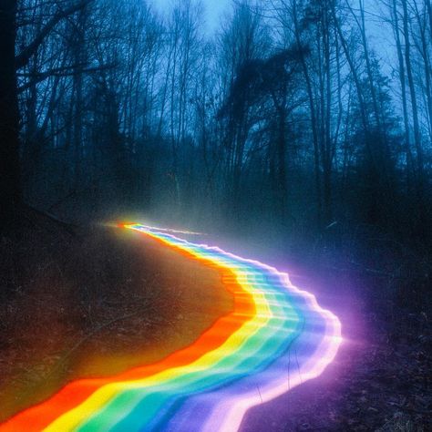 Rainbow Road Aesthetic, Road Aesthetic, Rainbow Road, Rainbow Bright, Rainbow Aesthetic, Northern Lights, Rainbow, Natural Landmarks, Road