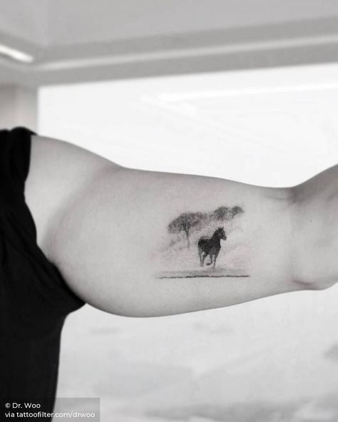 Running Horse Tattoo, Memorial Horse Tattoo, Horse Memorial Tattoo, Small Horse Tattoo, Small Animal Tattoos, Horse Tattoos, Memorial Tattoo Designs, Animal Tattoos For Women, Black And Grey Tattoos Sleeve