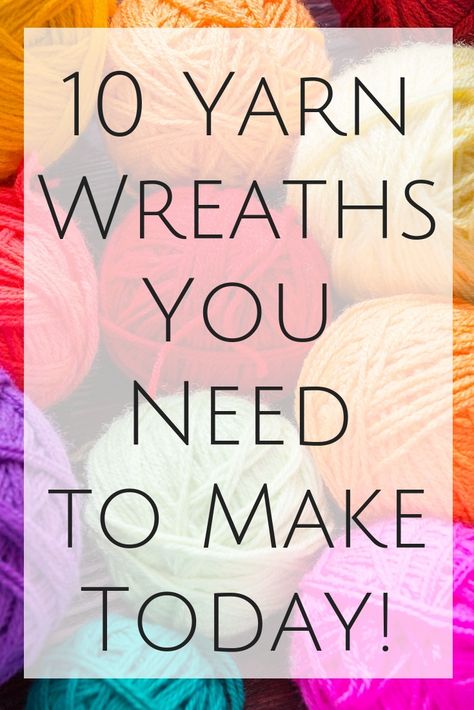 Yarn Wrapped Wire Wreath, Wreaths Made With Yarn, Yarn Wreaths For Front Door, Yarn And Ribbon Wreath Tutorial, Crochet Wreaths Ideas, Yarn Wreaths Diy, Diy Yarn Crafts To Sell, Eyelash Yarn Projects, Yarn Wreath Ideas