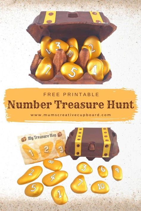 Treasure Hunt For Toddlers, Pirate Treasure Hunt For Kids, Treasure Maps For Kids, Pirate Treasure Hunt, Number Recognition Activities, Treasure Games, Treasure Hunt For Kids, Pirate Treasure Maps, Recycled Crafts Kids