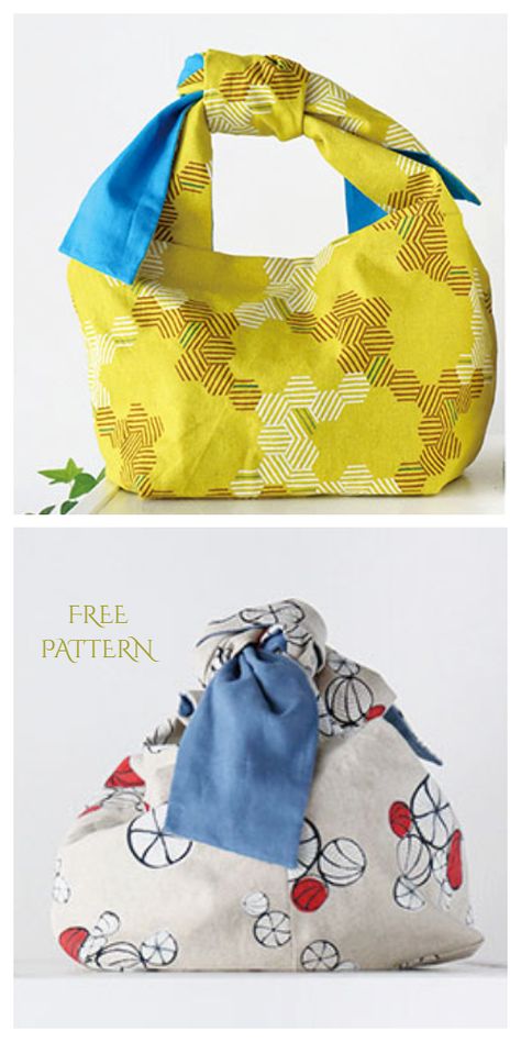 DIY Tied Handle Handbag Free Sewing Patterns | Fabric Art DIY Bag Closures Diy, Bow Handbag Pattern, Diy Bags Purses Free Sewing, Prene Bags, Easy Tote Bag Pattern Free, Large Tote Bag Pattern, Knot Bags, Fabric Art Diy, Quilted Bag Patterns