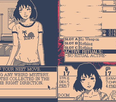 Pc 98 Anime, World Of Horror Game Art, 1 Bit Pixel Art, World Of Horror, Piskel Art, Game World, Pixel Art Tutorial, Arte 8 Bits, 8bit Art