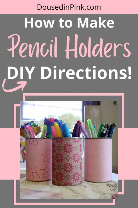 Diy Desk Organizer Ideas, Diy Pencil Holders, Pencil Holder Diy, Cute Pencil Holder, School Supply Shopping, Pencil Caddy, Pen Holder Diy, Diy Crafts To Do At Home, Diy Pencil Holder