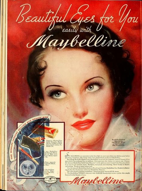 THE MAYBELLINE STORY   : Tribute to Irene Rich, 1927 Maybelline Model - Sil... 1930's Makeup, 1930s Makeup, Rochelle Hudson, Maybelline Cosmetics, Vintage Makeup Ads, Beauty Advertising, Makeup Ads, E.l.f. Cosmetics, Retro Makeup