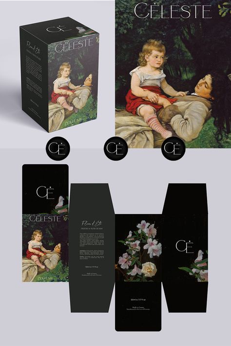 Discover the ethereal charm of Céleste, where timeless art meets modern fragrance design. The packaging features the painting "In der Hängematte" (1876) by Hans Thoma. The artistic concept behind Céleste is inspired by the delicate and coquette aesthetics, merging classical art with a chic, modern twist. Perfect for lovers of refined beauty, our branding reflects a deep connection between art and elegance, creating a luxurious sensory experience. #perfume #perfumedesign #packagingdesign Luxury Perfume Packaging, Hans Thoma, Perfume Packaging, Perfume Design, Deep Connection, Sensory Experience, Luxury Perfume, Perfume Brands, Timeless Art