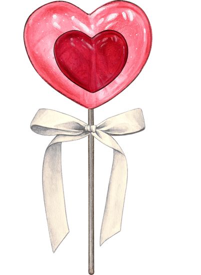 Lollipop Photo, Valentine Hearts Art, Heart Lollipops, Heart Shaped Lollipops, Wedding Dress Illustrations, Valentines Illustration, Acrylic Painting Diy, Disney Valentines, Watercolor Cute