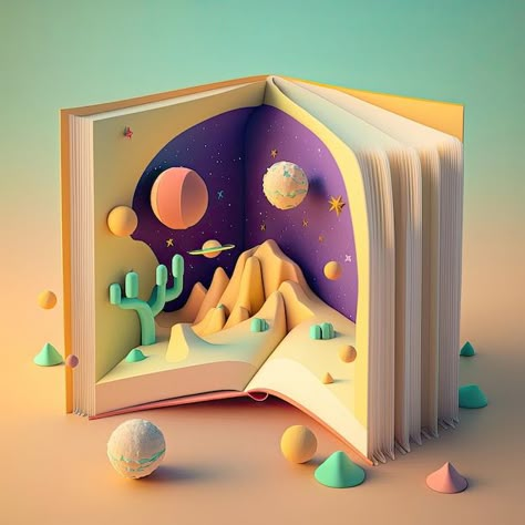 Book 3d, 3d Poster, Travel Poster Design, Clay Diy Projects, Blender Tutorial, Low Poly Art, Book Illustration Art, 3d Tutorial, Mandala Wall Art