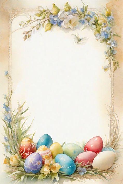 Olga - Playground Free Printable Easter Pictures, Easter Background, Easter Frame, Easter Backdrops, Easter Templates, Easter Illustration, Easter Backgrounds, Vintage Paper Background, Easter Printables Free