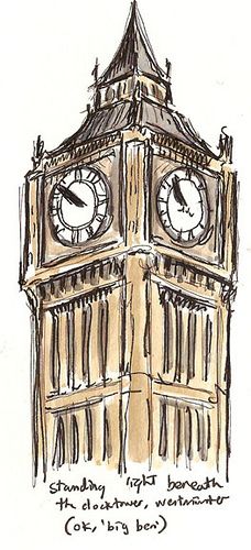 big ben  by petescully, via Flickr Big Ben Drawing, Seni Korea, London Big Ben, Architecture Drawing Sketchbooks, Travel Drawing, Architecture Drawing Art, Arte Inspo, Arte Sketchbook, Art Drawings Sketches Creative