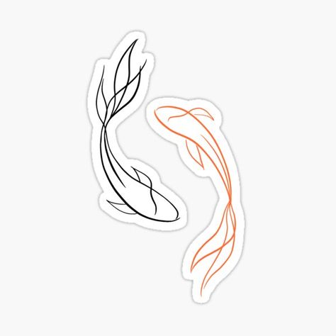 A very simple drawing of koi fish • Millions of unique designs by independent artists. Find your thing. Simple Koi Fish, Koy Fish Drawings Easy, Koi Outline, Koi Fish Drawing Simple Easy, Koi Fish Line Tattoo, Koi Fish Drawing Simple, Koi Fish Henna, Coy Fish Drawing Simple, Koi Fish Outline