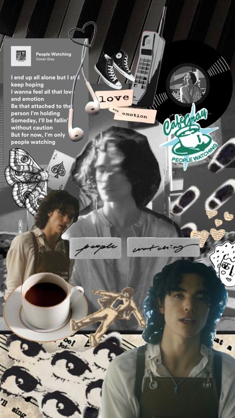 People Watching Conan Gray Aesthetic, Conan Gray Wallpaper People Watching, Conan Gray Star Necklace, Conan Gray Ipad Wallpaper, People Watching Wallpaper, People Watching Aesthetic, Conan Gray Coffee, Conan Tattoo, Conan Gray People Watching