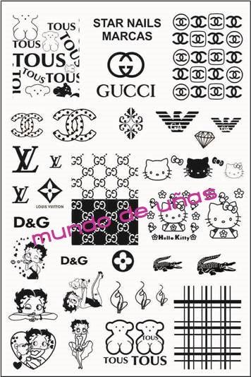 Gucci Tattoo, Stars Nails, Nail Decals Diy, White Ink Tattoo, Clothing Brand Logos, Nail Art Stamping Plates, Nail Drawing, Doodle Tattoo, Bff Tattoos