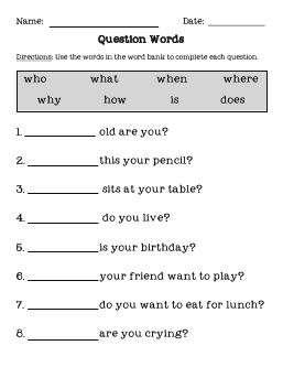 One struggle that my students have is punctuation.  Many of them just put a period and call it good.  Today I did a lesson focusing on just ... Wh Questions Exercises, Interrogative Pronouns, Question Words, Adjective Worksheet, English Exercises, English Grammar Worksheets, English Worksheets For Kids, Wh Questions, English For Kids