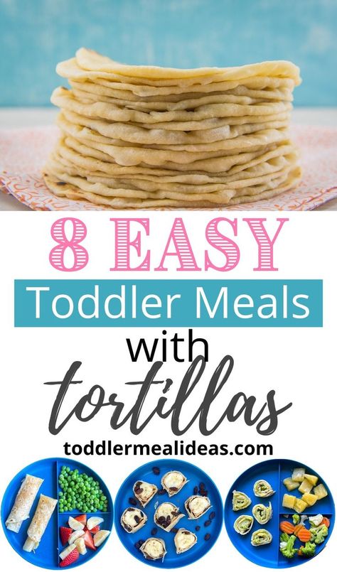 A list of 8 ideas for toddler meals using tortillas! Simple, quick, and easy tortilla toddler meal ideas for breakfast, lunch, or dinner. I need to make quick and easy meals and i’ve learned that a tortilla is a simple way to make a quick, well-rounded meal for your toddler. Pin now for when you need an idea later! Pinwheels For Toddlers, Toddler Roll Ups Lunch Ideas, Tortilla Lunch Ideas Kids, Toddler Roll Ups, Toddler Sandwich Ideas, Meals With Tortillas, Quick Toddler Lunch, Toddler Pinwheels, Wraps Pinwheels