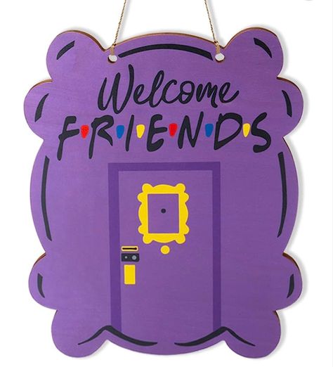 Friends Themed Welcome Sign Friends TV Show Decor
The famous purple door and it’s accents are all cut from 1/4” wood,The door hanger size 12in x 9in and is hung with a jute twine Dorm Door Signs, Winter Front Porch Decor, Dorm Door, Porch Wall Decor, Welcome Door Sign, Sign For Front Door, Welcome Door Hanger, Friends Picture Frame, Purple Door