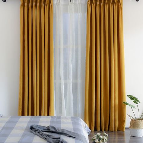 Hufflepuff Room, Mustard Curtains, Bedroom Curtains Ideas, Colored Curtains, Mustard Yellow Curtains, Mustard Yellow Bedrooms, Mustard Yellow Decor, Yellow Drapes, Small Bathroom Renovations