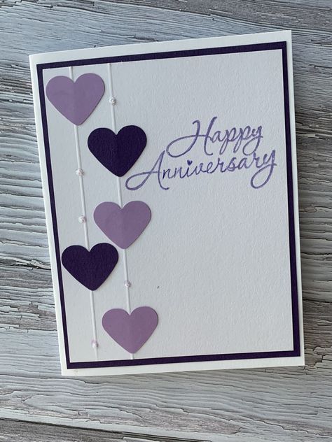 Anniversary Homemade Cards, Anniversary Diy Cards, Happy Anniversary Card Ideas, Stampin Up Anniversary Cards For Couple, 25th Anniversary Cards Handmade, Anniversary Card Ideas Handmade, Anniversary Cards Diy, Diy Wedding Anniversary Cards, Happy Anniversary Cards Handmade