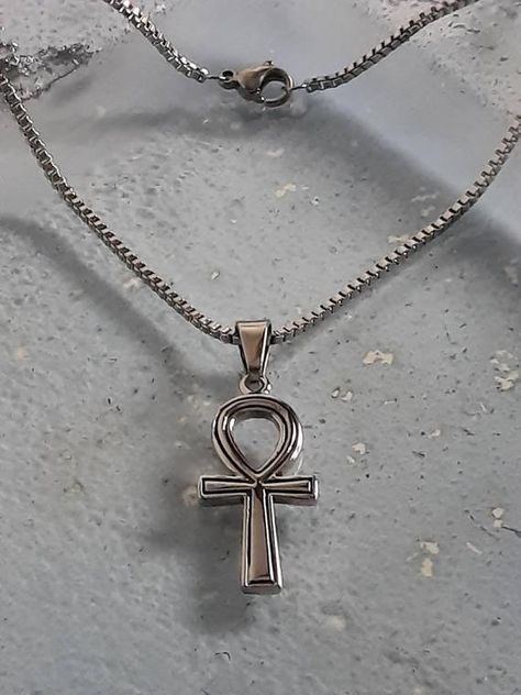 Ankh Necklace, Ankh Cross, Box Chain Necklace, Christmas Gift Sets, Stunning Necklace, Single Earring, Gift Sets, Earrings Photo, Stainless Steel Jewelry