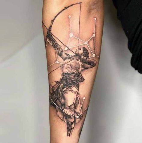 50+ amazing Sagittarius tattoo designs: an exhaustive explanation of the meanings, choosing the best place for an idea, and more gathered in our article. Centaur Tattoo Sagittarius Female, Male Sagittarius Tattoo, Saggitarius Tattoo Men, Sagittarius Tattoos Men, Sagittarius Tattoo For Men Sleeve, Sagitarius Tattoo Ideas Sagittarius Men, Female Sagittarius Tattoo, Sagittarius Forearm Tattoo, Archery Tattoo Mens