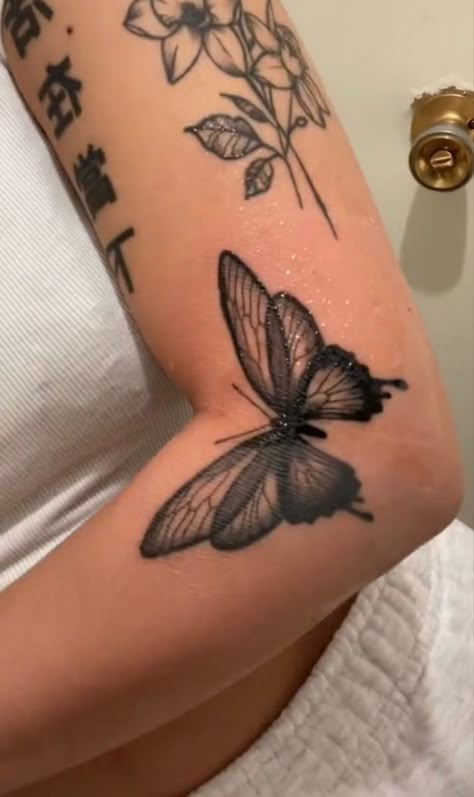 Different Types Of Butterfly Tattoos, Negative Space Butterfly Tattoo, Butterfly Leg Sleeve Tattoo, Zebra Butterfly Tattoo, Grunge Butterfly Tattoo, Elbow Butterfly Tattoo, Butterfly Elbow Tattoos For Women, Butterfly Knee Tattoo, Inner Elbow Tattoos For Women