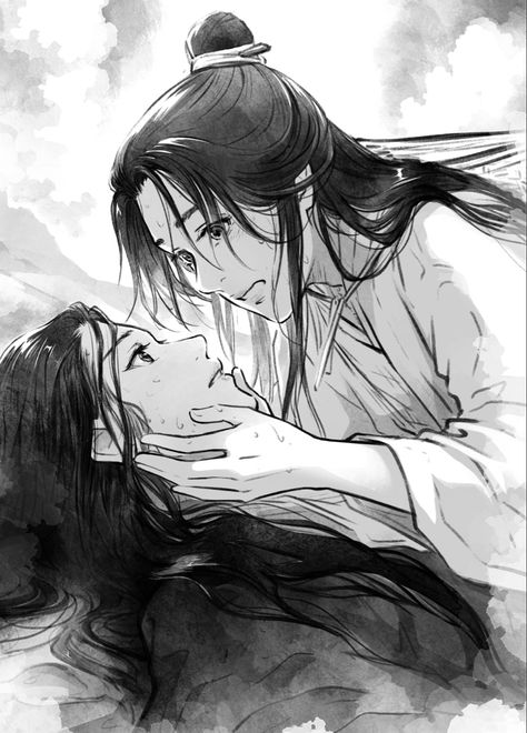 heaven official’s blessing/tiān guān cì fú novel volume 4 official art/illustration (hualian, xie lian, hua cheng, kiss) Xie Lian Hua Cheng, Mo Xiang Tong Xiu, Heaven Official's Blessing, Hua Cheng, Prince Of Persia, Arte Fantasy, Heaven's Official Blessing, Book Illustration, Anime Drawings