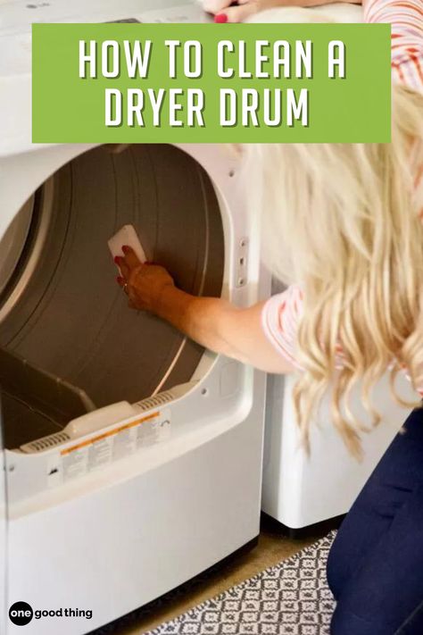 woman cleaning out dryer machine with white cloth How To Deep Clean Dryer, Clean Dryer Machine, How To Clean Dryer Machine, How To Clean Your Dryer, How To Clean A Dryer, Deep Clean Dryer, How To Clean Dryer, Cleaning A Dryer, Clean A Dryer