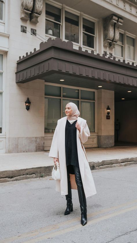 White Coat Hijab Outfit, Academic Dress, Normcore, Beautiful Places