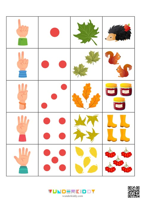 Math Worksheets Preschool, Counting To 5, Autumn Counting, Fall Worksheets, Printable Games For Kids, Farm Preschool, Math Sheets, Fall Lessons, Fall Math