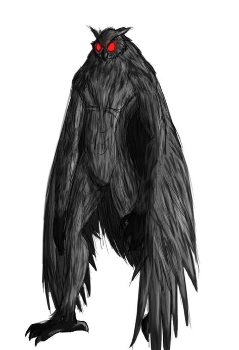 Owlman Cryptid, Moth Man Art, Moth Monster, Owl Man, Indrid Cold, Moth Man, Myths & Monsters, Beast Creature, The Moth