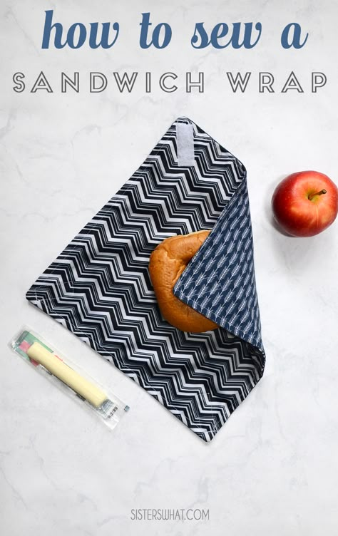 Diy Reusable Sandwich Bags, Reusable Sandwich Wrap, Simple Sewing Tutorial, Sandwich Wrap, Diy Sewing Gifts, Sandwich Wraps, Sewing Tutorials Free, Beginner Sewing Projects Easy, Sew Ins