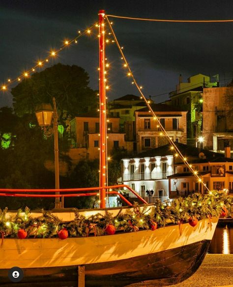 Traditional boat in Christmas decorations at Skiathos port #christmasinskiathos #christmas #skiathos #islandlife #greekislands Greek Getaway, Villas Luxury, Traditional Boats, Skiathos, Luxury Villas, Travel Inspired, Christmas Photo, Greece Travel, Greek Islands