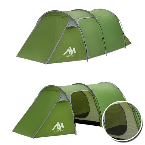 AmazonSmile : AYAMAYA Camping Tents 3-4 Person/Man/People with 2/Two Room [Bedroom + Living Room], Waterproof Double Layer [3 Doors] [4 Season] Easy Setup Large Family Tunnel Tent Shelter for Hiking Travelling : Sports & Outdoors Front Vestibule, Tent Footprint, 4 Season Tent, Tunnel Tent, Inner Tents, Picnic Backpack, Family Tent Camping, Camping Tents, Tent Poles